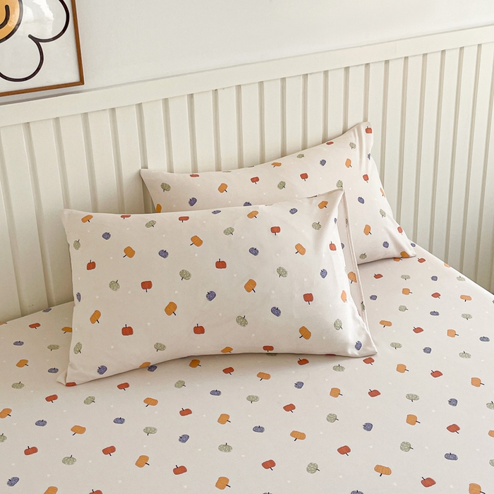 91家纺网 家纺一手货源 找家纺 芯元素 2025新款针织双层纱印花床笠 小南瓜