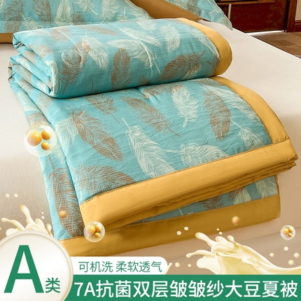 欢乐季 2025新款7A抗菌双层皱皱纱大豆夏被夏凉被空调被 （可以开发票—专票8个点） 羽毛