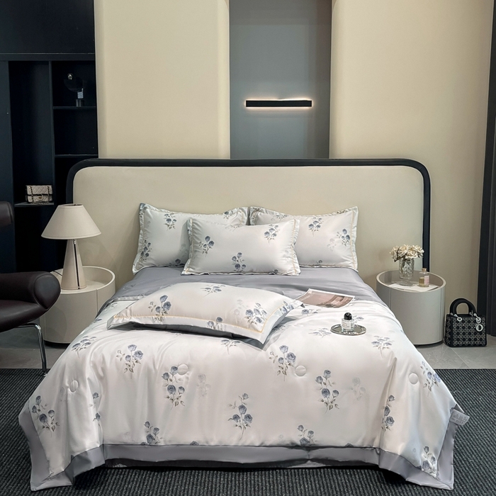 91家纺网 家纺一手货源 找家纺 佳品居 2025新款直播水洗天丝夏被冰丝夏凉被空调被四件套 可可