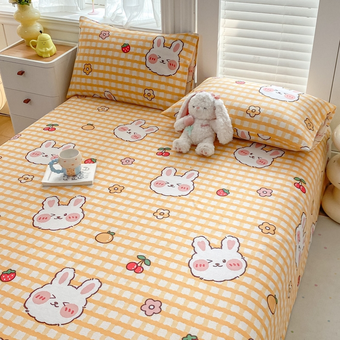 91家纺网 家纺一手货源 找家纺 米柳2025新款原棉老粗布凉席系列 樱桃兔