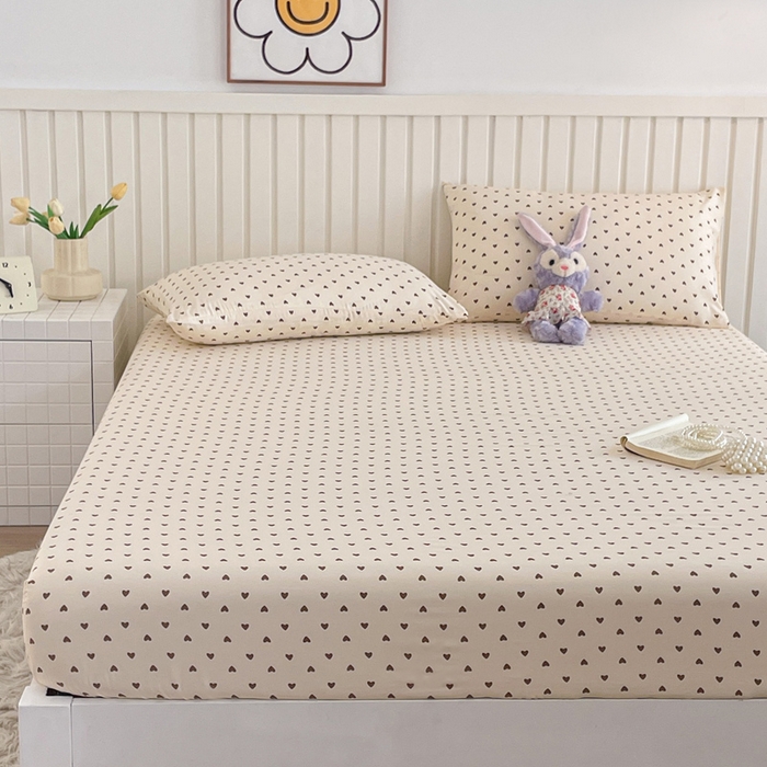 91家纺网 家纺一手货源 找家纺 芯元素 2025新款针织双层纱印花床笠 甜心-咖