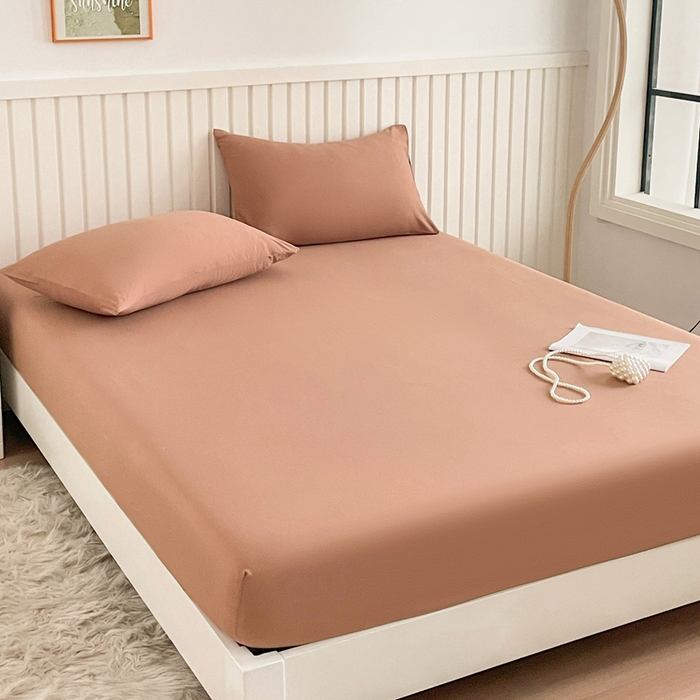 91家纺网 家纺一手货源 找家纺 芯元素 2025新款针织双层纱印花床笠 丝雾棕