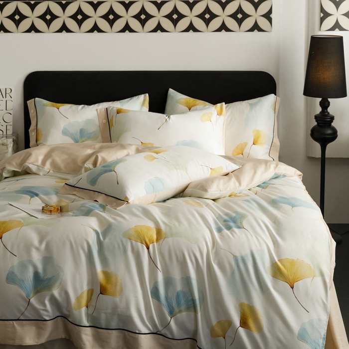 91家纺网 家纺一手货源 找家纺 金奇达2025新款【浮光半夏】-茧养莱赛尔四件套（标准号全网控价（折后券后）不低于258元） 嫣然时光