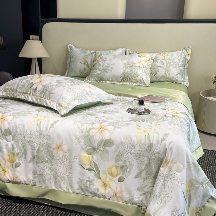 91家纺网 家纺一手货源 找家纺 佳品居 2025新款直播水洗天丝夏被冰丝夏凉被空调被四件套 春熙