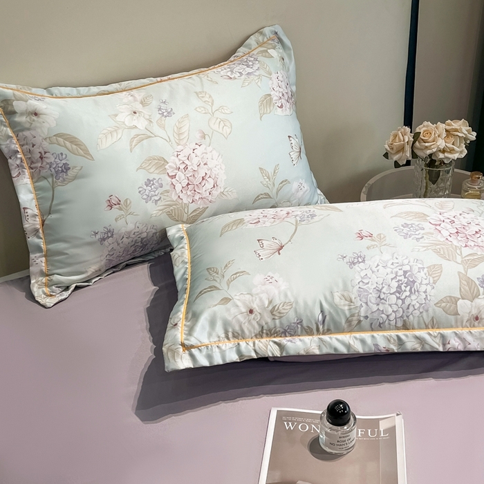 91家纺网 家纺一手货源 找家纺 佳品居 2025新款直播水洗天丝夏被冰丝夏凉被空调被四件套 绣球