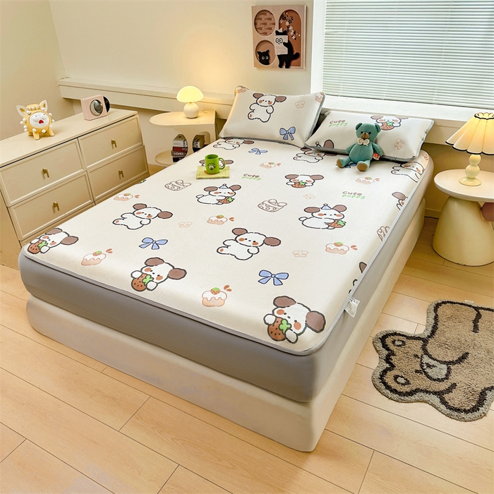 91家纺网 家纺一手货源 找家纺 雯豆家纺 2025夏季新品冰藤印花床笠三件套加厚冰丝软藤席小清新印花床罩单件 冰藤席-床笠款-熊熊幻想