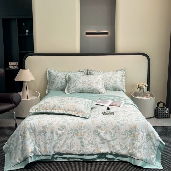 91家纺网 家纺一手货源 找家纺 佳品居 2025新款直播水洗天丝夏被冰丝夏凉被空调被四件套 赛林