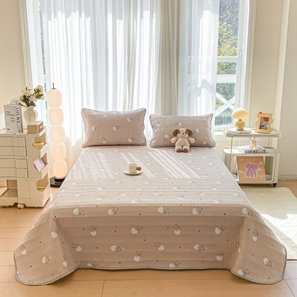 91家纺网 家纺一手货源 找家纺 （总）美克家居 2025新款泡泡纱软垫床护垫床褥子床垫小清新印花床盖