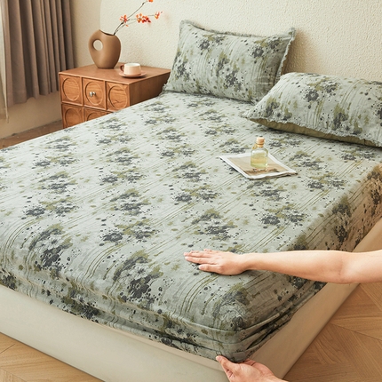 91家纺网 家纺一手货源 找家纺 （总）极简 2025新款全棉三层纱提花床笠