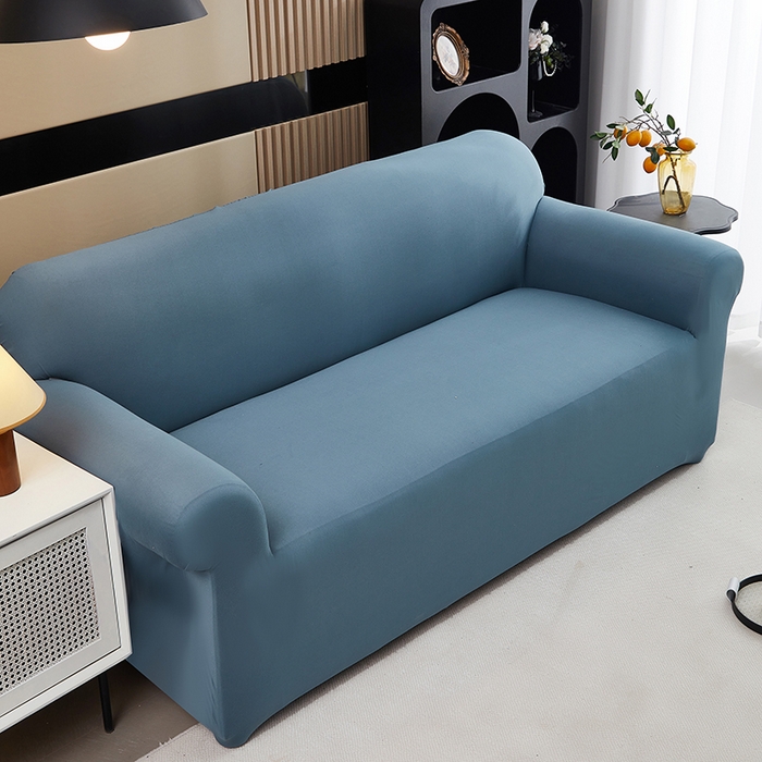 91家纺网 家纺一手货源 找家纺 共鸣沙发套 新款牛奶丝覆膜防水纯色系列沙发套 孔雀蓝