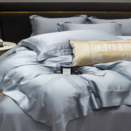 91家纺网 家纺一手货源 找家纺 金奇达2025新款茧养莱赛尔四件套-CR埋绳（标准号全网控价（折后券后）不低于258元） 摩卡蓝