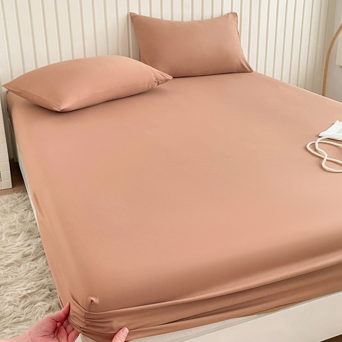 91家纺网 家纺一手货源 找家纺 芯元素 2025新款针织双层纱印花床笠 丝雾棕