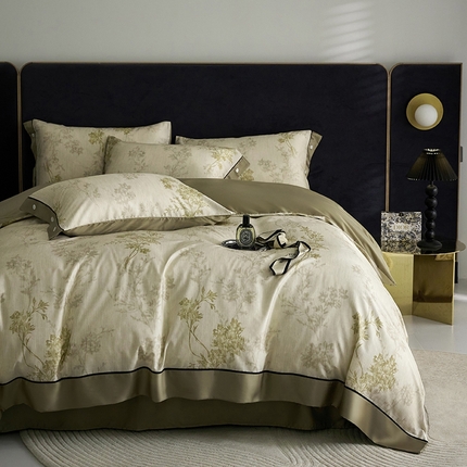 金奇达2025新款【浮光花漾】-茧养莱赛尔四件套（标准号全网控价（折后券后）不低于258元） 林下风致-绿