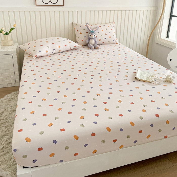 91家纺网 家纺一手货源 找家纺 芯元素 2025新款针织双层纱印花床笠 小南瓜