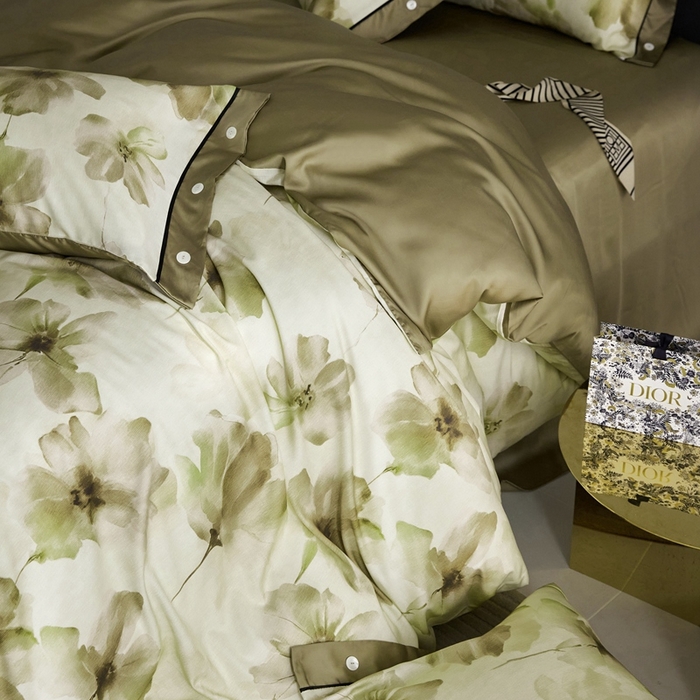 91家纺网 家纺一手货源 找家纺 金奇达2025新款【浮光花漾】-茧养莱赛尔四件套（标准号全网控价（折后券后）不低于258元） 南栀-古绿