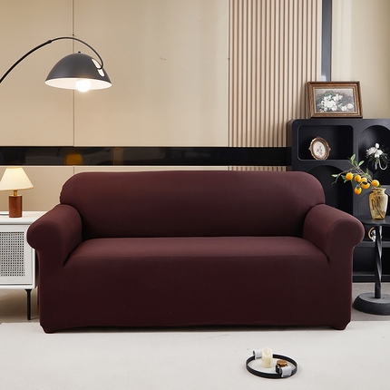 91家纺网 家纺一手货源 找家纺 共鸣沙发套 新款牛奶丝覆膜防水纯色系列沙发套 栗色