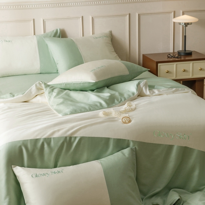 91家纺网 家纺一手货源 找家纺 金奇达2025新款【黛拉】-茧养莱赛尔四件套（标准号全网控价（折后券后）不低于228元） 黛拉-香草绿