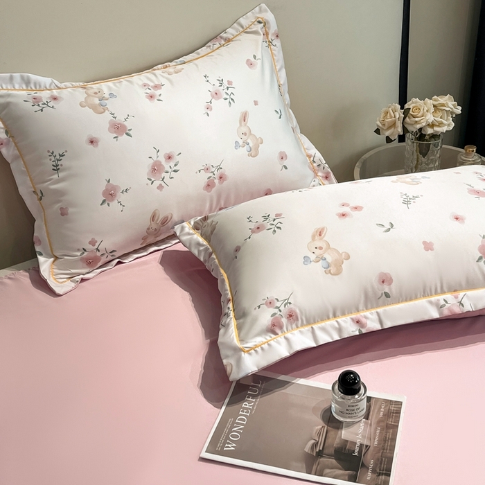 91家纺网 家纺一手货源 找家纺 佳品居 2025新款直播水洗天丝夏被冰丝夏凉被空调被四件套 花晨兔