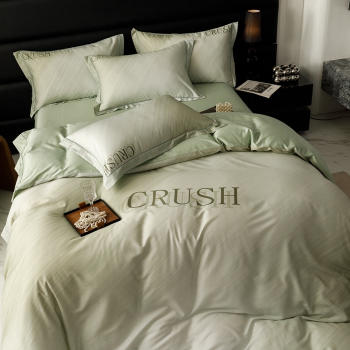 91家纺网 家纺一手货源 找家纺 金奇达2025新款【露娜】-轻氧水光天丝棉四件套（标准号全网控价（折后券后）不低于298元） 露娜-复古绿