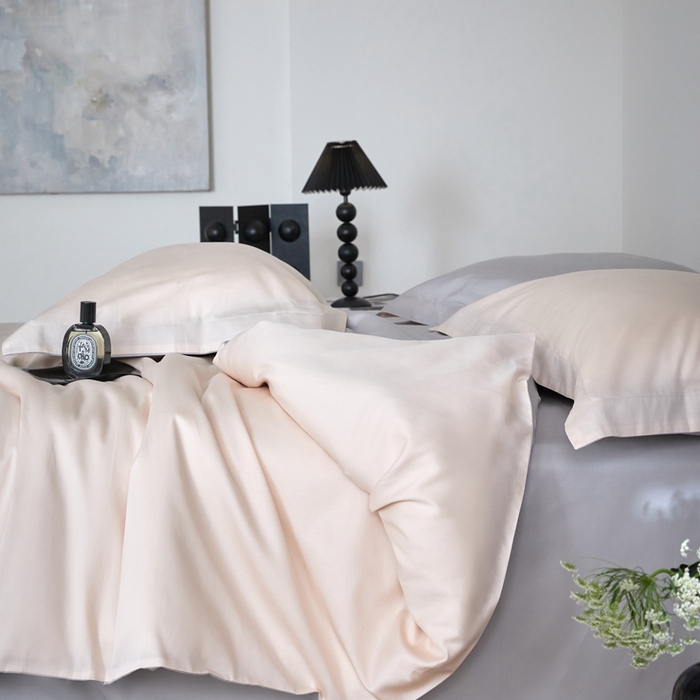 91家纺网 家纺一手货源 找家纺 金奇达2025新款【可芙】-轻氧水光天丝棉四件套（标准号全网控价（折后券后）不低于238元） 可芙-杏+灰