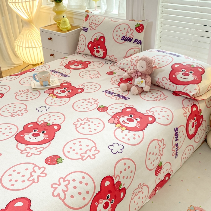 91家纺网 家纺一手货源 找家纺 米柳2025新款原棉老粗布凉席系列 草莓熊