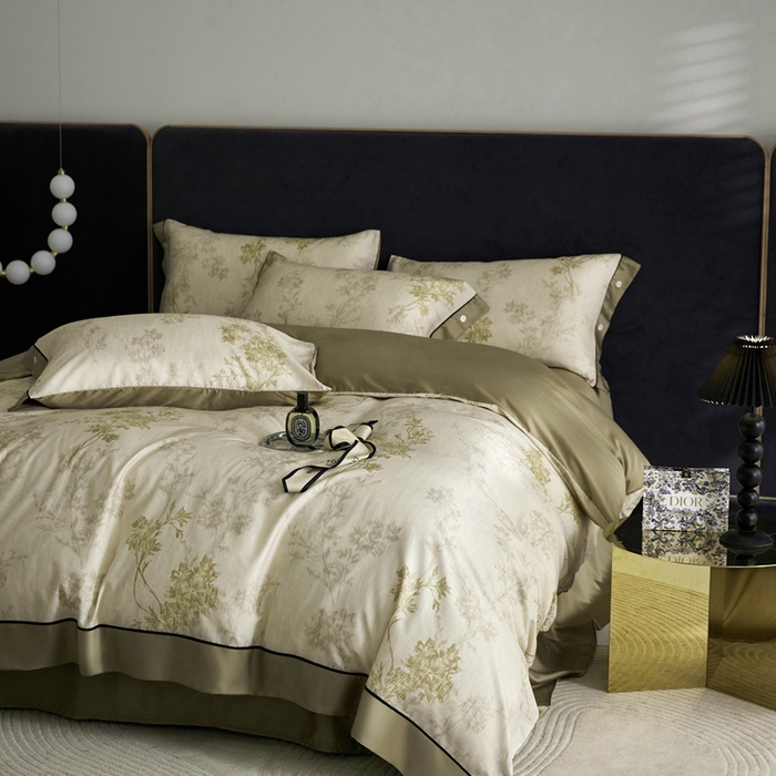 91家纺网 家纺一手货源 找家纺 金奇达2025新款【浮光花漾】-茧养莱赛尔四件套（标准号全网控价（折后券后）不低于258元） 林下风致-绿