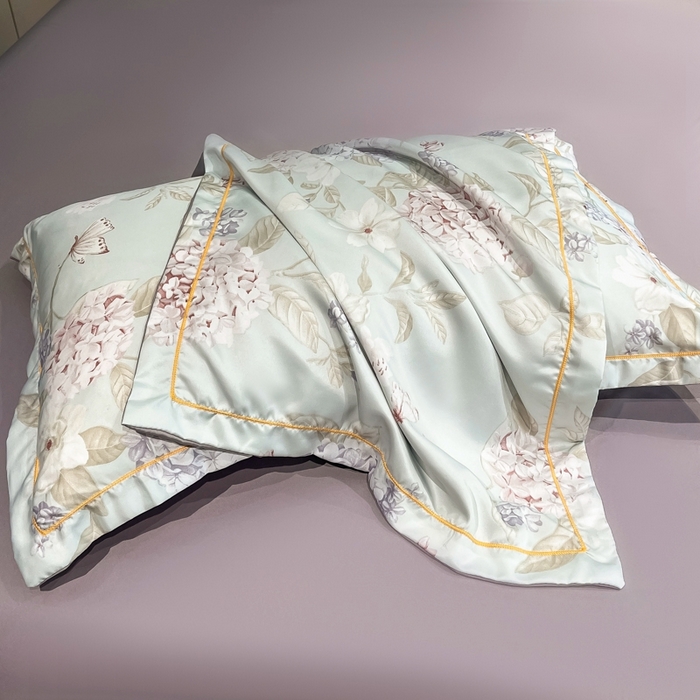 91家纺网 家纺一手货源 找家纺 佳品居 2025新款直播水洗天丝夏被冰丝夏凉被空调被四件套 绣球