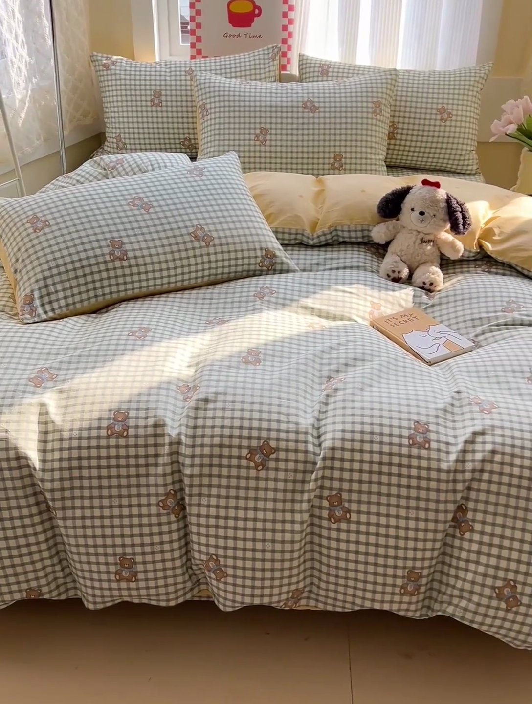 91家纺网 家纺一手货源 找家纺 棉生活家纺 2025新款ins全棉小清新系列四件套 小熊之家