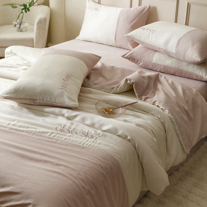 91家纺网 家纺一手货源 找家纺 金奇达2025新款【黛拉】-茧养莱赛尔四件套（标准号全网控价（折后券后）不低于228元） 黛拉-香草粉