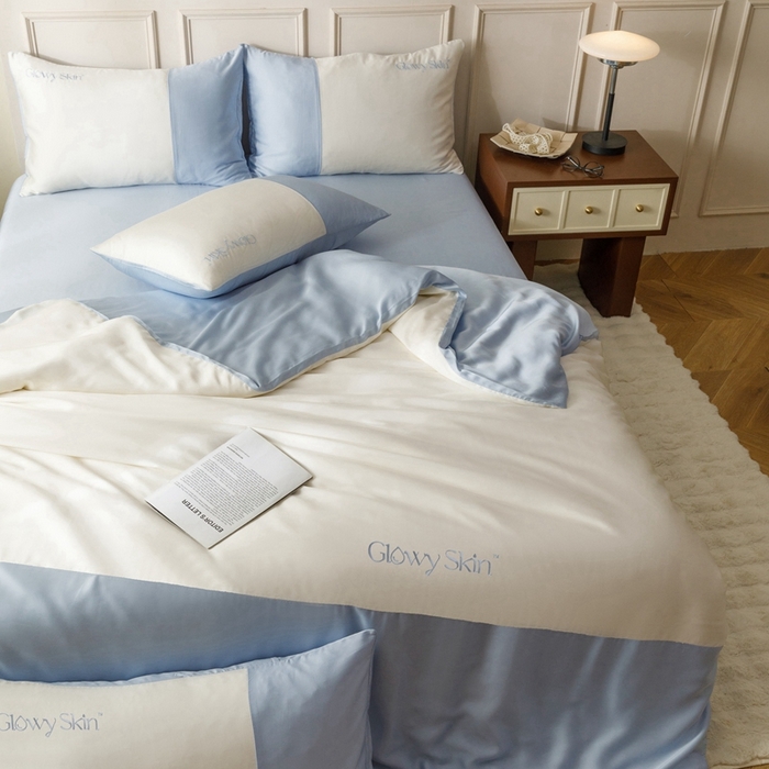 91家纺网 家纺一手货源 找家纺 金奇达2025新款【黛拉】-茧养莱赛尔四件套（标准号全网控价（折后券后）不低于228元） 黛拉-海风蓝