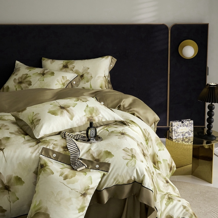 91家纺网 家纺一手货源 找家纺 金奇达2025新款【浮光花漾】-茧养莱赛尔四件套（标准号全网控价（折后券后）不低于258元） 南栀-古绿