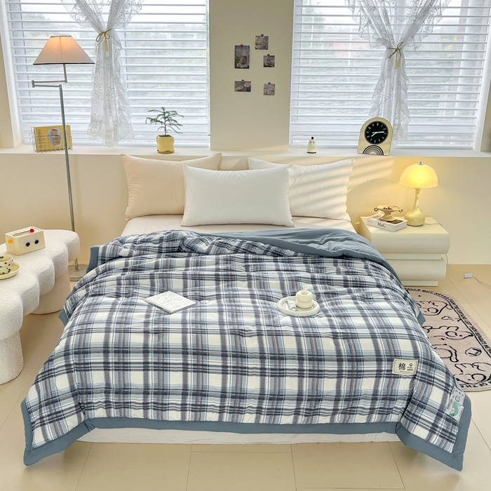 91家纺网 家纺一手货源 找家纺 爱宝被业 2025新款无印风新疆棉花夏被 100%新疆棉花 心海