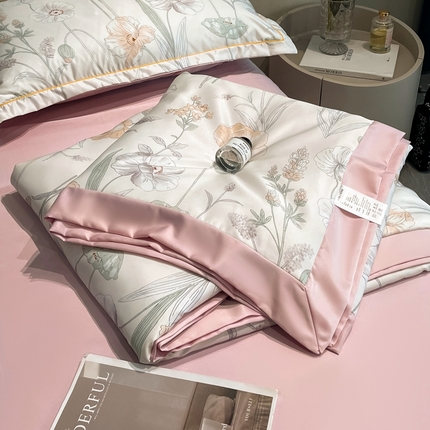 佳品居 2025新款直播水洗天丝夏被冰丝夏凉被空调被四件套 兮颜粉