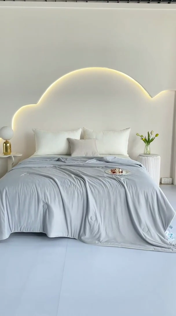 91家纺网 家纺一手货源 找家纺 仟网汇 新款氨纶凉感天丝夏被子被芯冰激凌夏被西瓜凉感丝 冰川灰