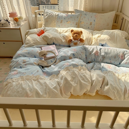 顾里2025新款蕾丝花边云感双层纱套件四件套 小奶猫