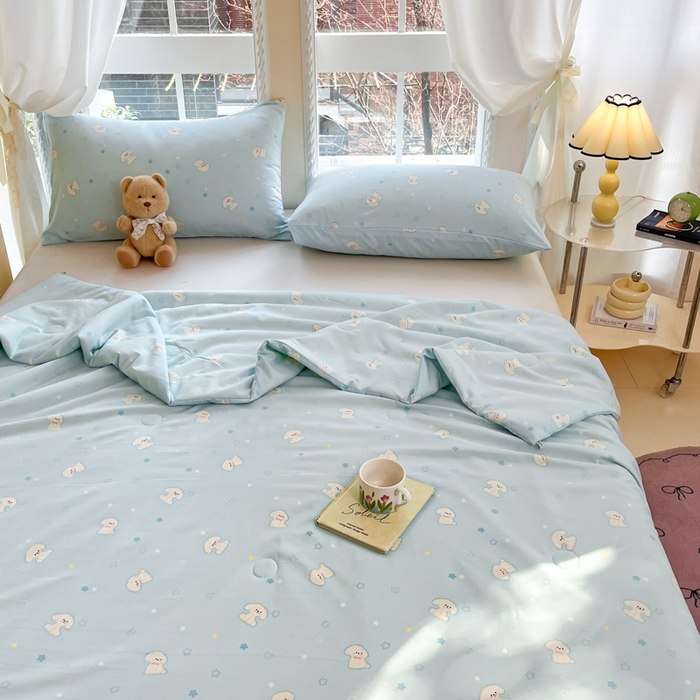 91家纺网 家纺一手货源 找家纺 星巴k家纺 2025糯糯棉A类大豆蛋白纤维夏凉被双层纱水洗棉夏被大豆被 小奶狗