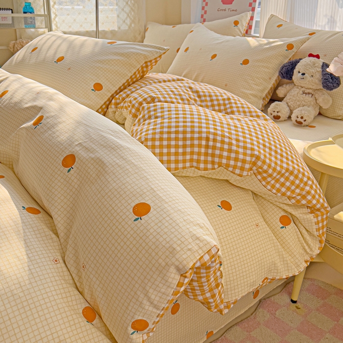 91家纺网 家纺一手货源 找家纺 棉生活家纺 2025新款ins全棉小清新系列单品被套 甜桔