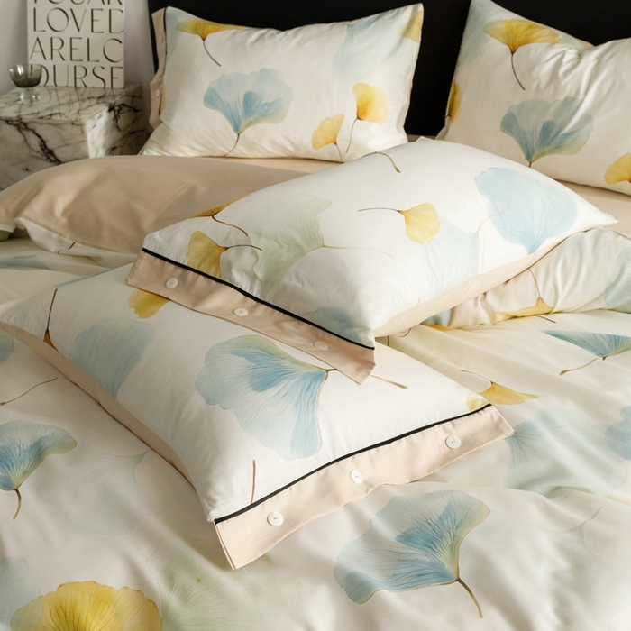 91家纺网 家纺一手货源 找家纺 金奇达2025新款【浮光半夏】-茧养莱赛尔四件套（标准号全网控价（折后券后）不低于258元） 嫣然时光