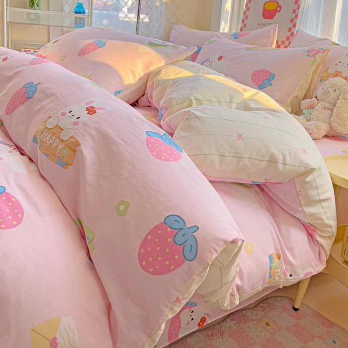 91家纺网 家纺一手货源 找家纺 棉生活家纺 2025新款ins全棉小清新系列单品被套 奇趣欢乐园