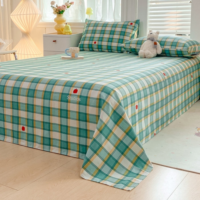 91家纺网 家纺一手货源 找家纺 米柳2025新款原棉老粗布凉席系列 绿小格