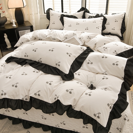 91家纺网 家纺一手货源 找家纺 （总）斯尔顿 2025新款水洗棉赫本风床盖四件套