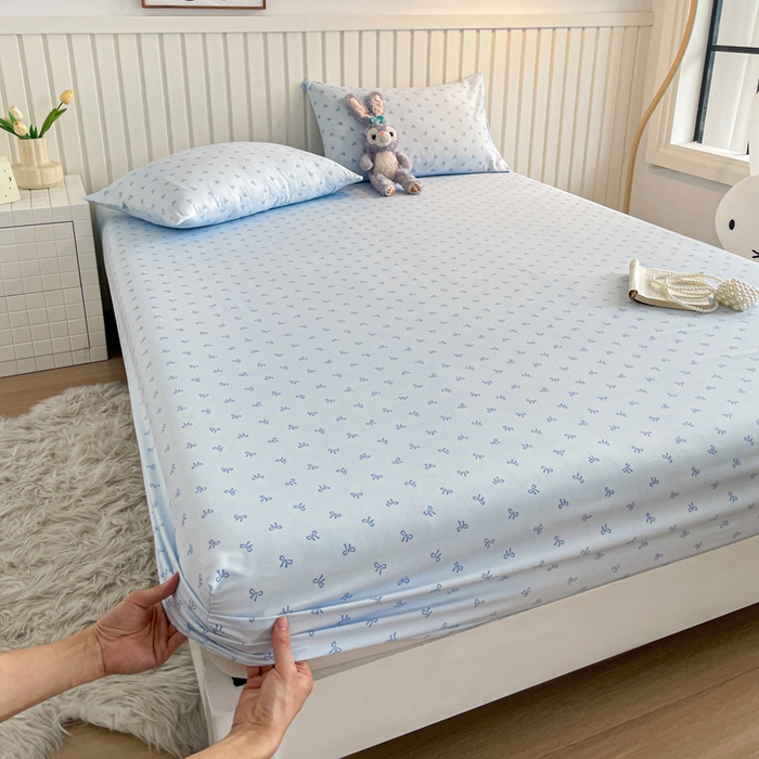 91家纺网 家纺一手货源 找家纺 芯元素 2025新款针织双层纱印花床笠 如初