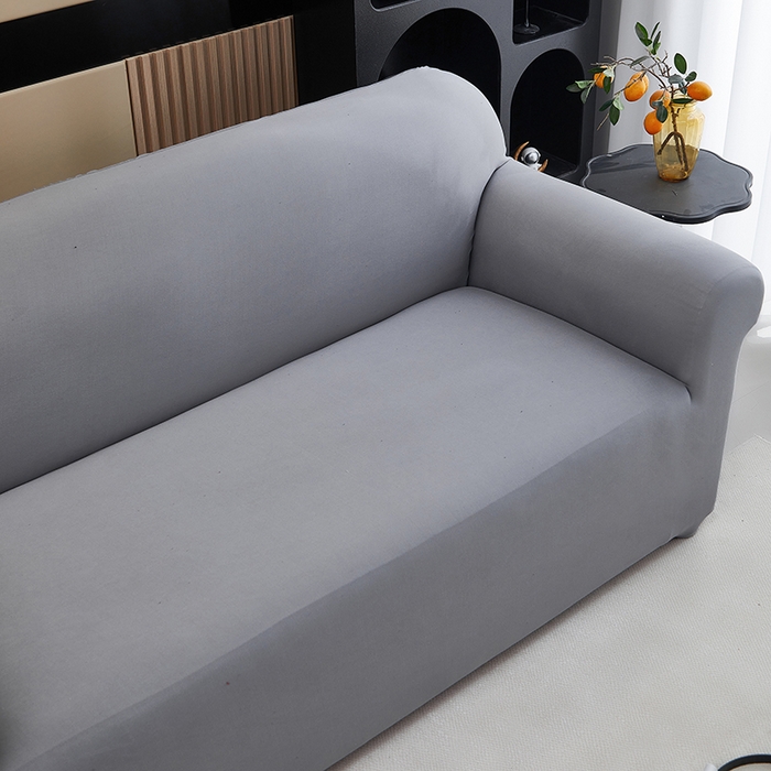 91家纺网 家纺一手货源 找家纺 共鸣沙发套 新款牛奶丝覆膜防水纯色系列沙发套 浅灰色