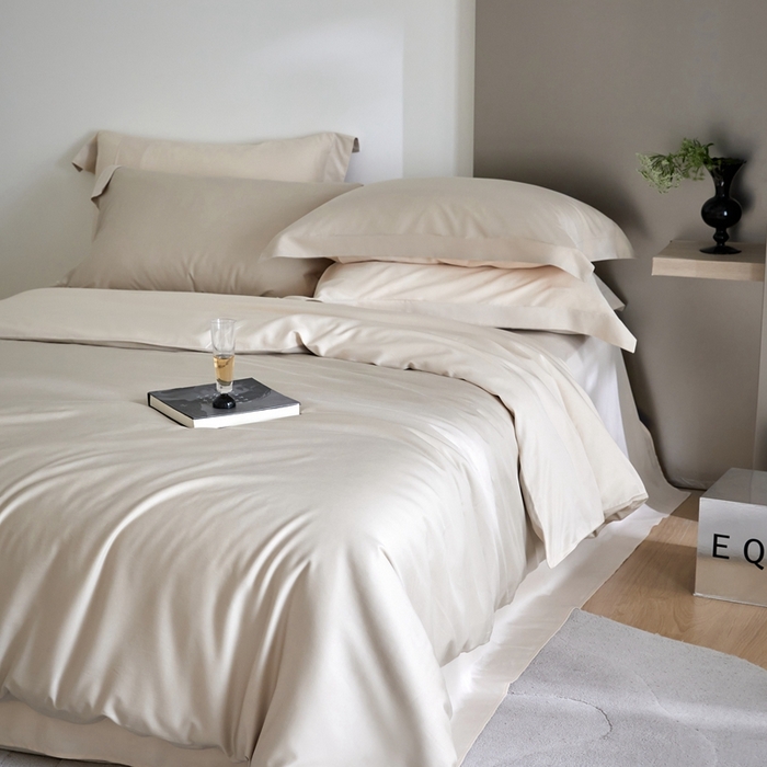 91家纺网 家纺一手货源 找家纺 金奇达2025新款【可芙】-轻氧水光天丝棉四件套（标准号全网控价（折后券后）不低于238元） 可芙-米茶