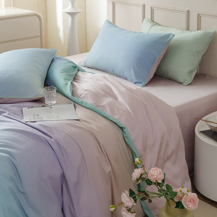 91家纺网 家纺一手货源 找家纺 金奇达2025新款【格林】-轻氧水光莱赛尔四件套（标准号全网控价（折后券后）不低于268元） 星河入梦