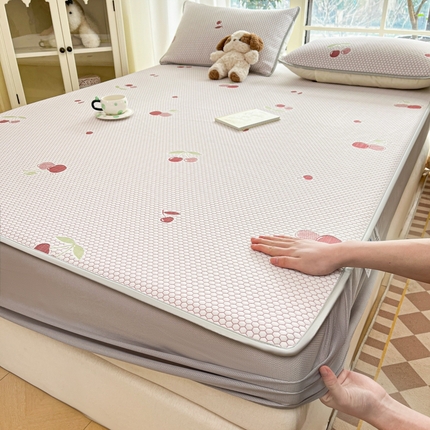 卡伦2025新款凉感丝凉豆豆凉席床笠提花系列 凉豆豆-小樱桃