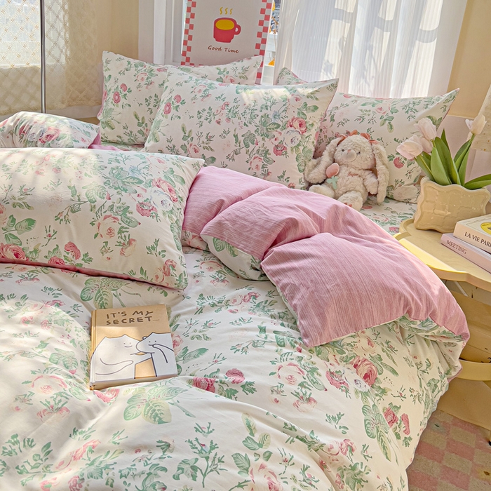 91家纺网 家纺一手货源 找家纺 棉生活家纺 2025新款ins全棉小清新系列四件套 莎莉娅