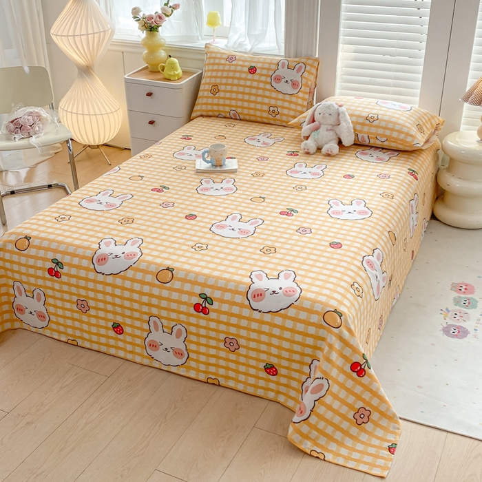 91家纺网 家纺一手货源 找家纺 米柳2025新款原棉老粗布凉席系列 樱桃兔