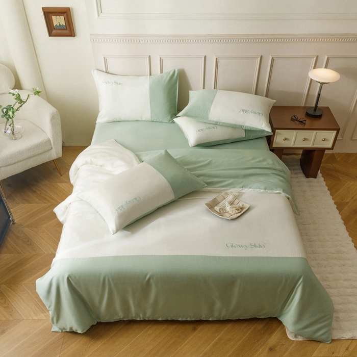 91家纺网 家纺一手货源 找家纺 金奇达2025新款【黛拉】-茧养莱赛尔四件套（标准号全网控价（折后券后）不低于228元） 黛拉-香草绿