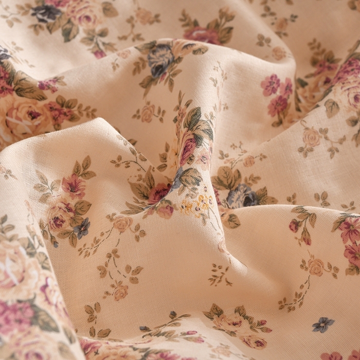 91家纺网 家纺一手货源 找家纺 金艾草2026新款A类纯棉双层纱皱皱纱花边床盖四件套（复古风） 花漾-酒红色-床盖款